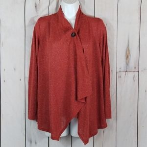 AGB size small reddish orange cape cardigan asymmetrical top